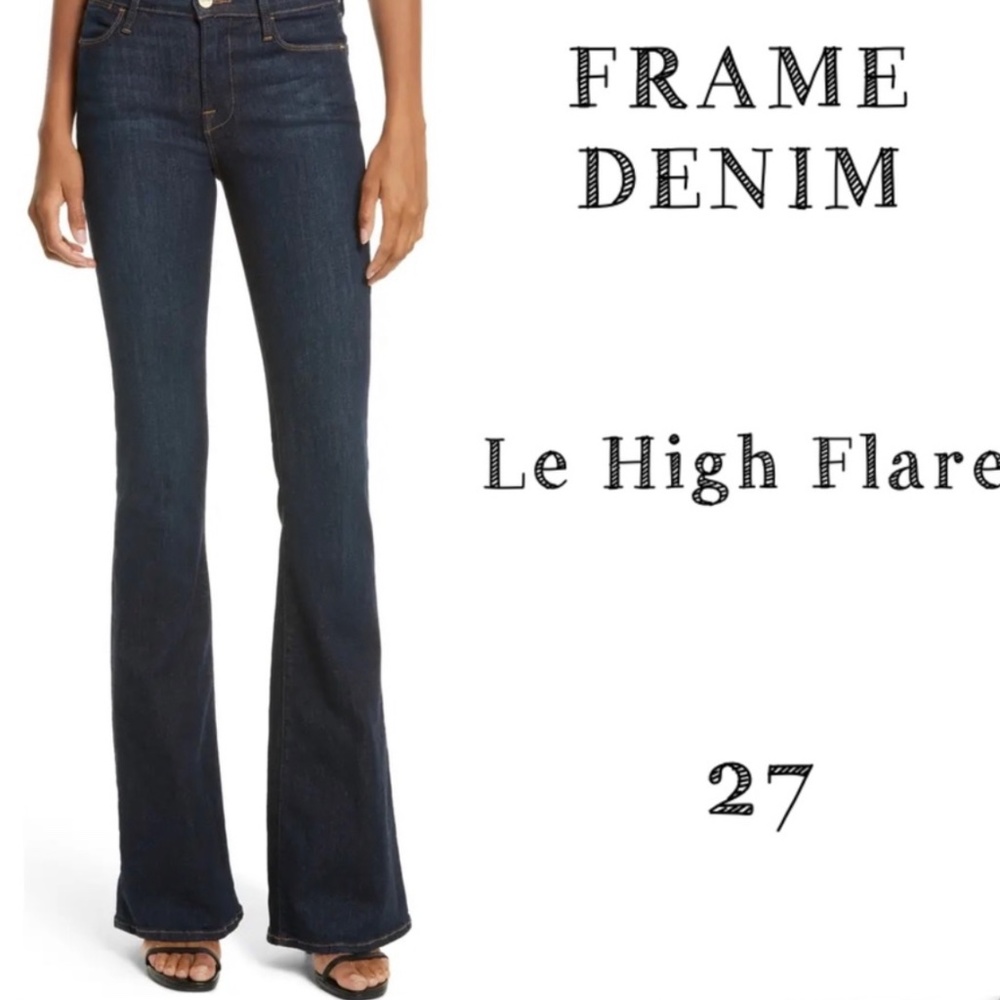 Frame Denim Le High Flare Jeans in Sutherland Dark Indigo